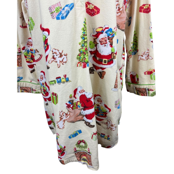 Nick & Nora Christmas Santa Themed Flannel Cotton Nightgown Holiday PJ's XXL - Picture 5 of 14